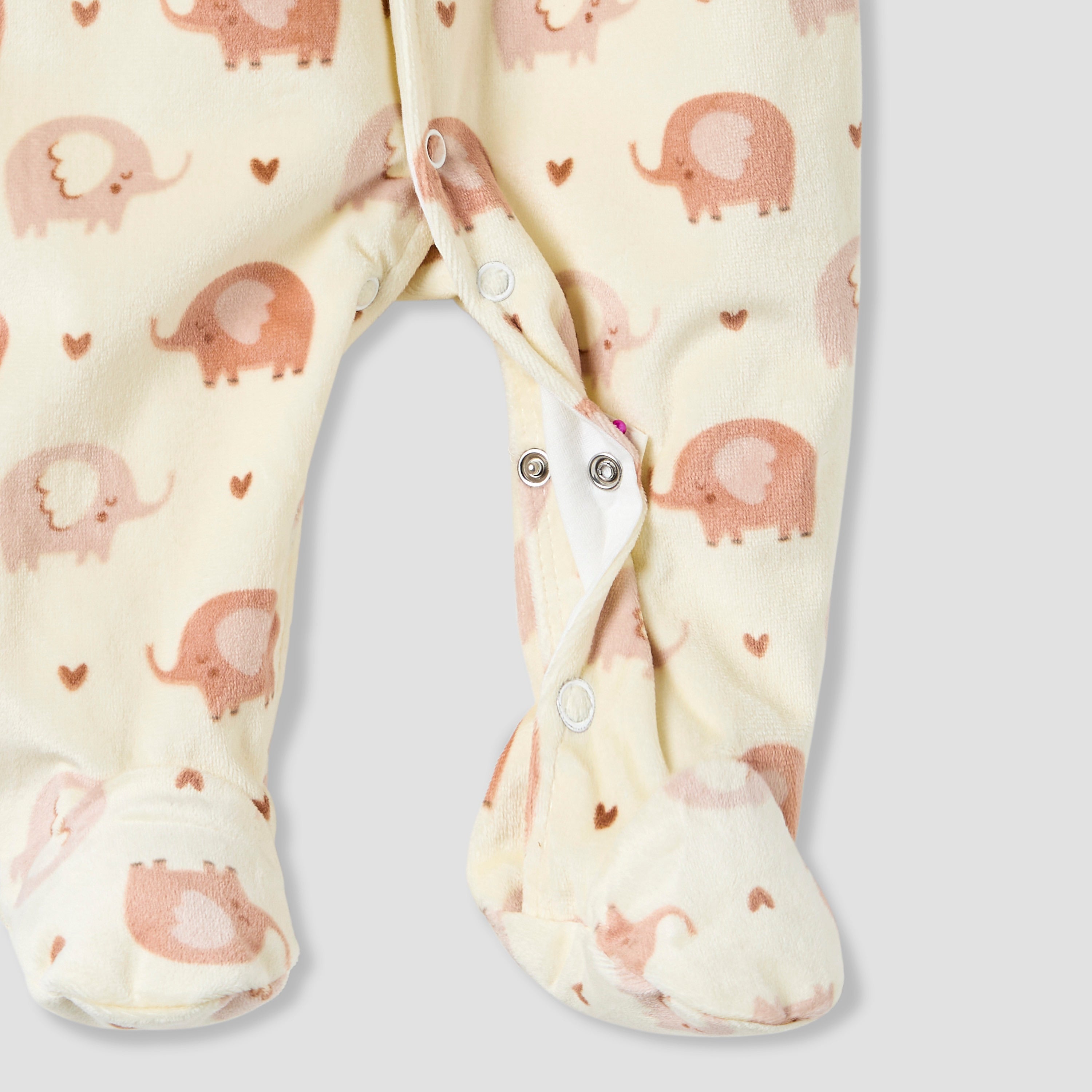 Juniors Elephant Print Plush Sleepsuit with Long Sleeves