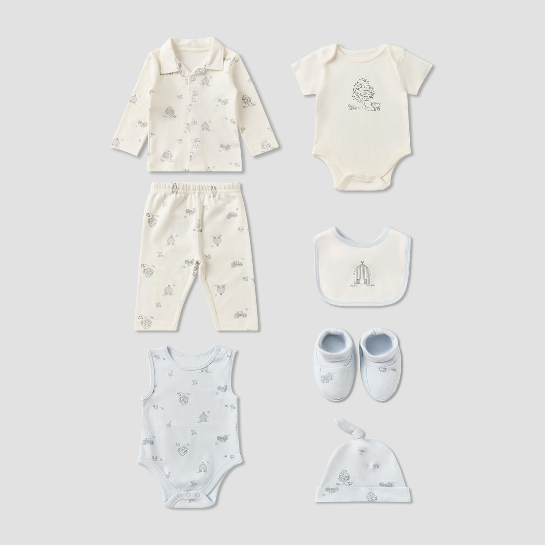Set of 8 Juniors Clothing Gift Set with Barnyard Print
