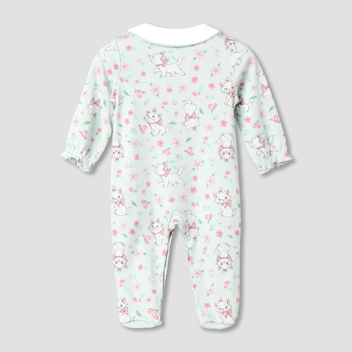 Disney Cotton Collared Long Sleeves Sleepsuit with Marie Print