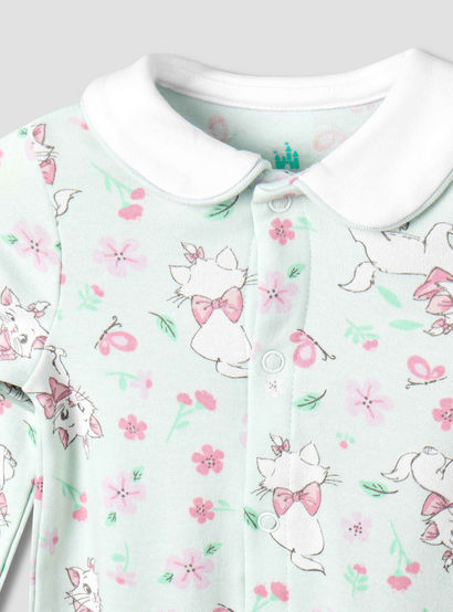 Disney Cotton Collared Long Sleeves Sleepsuit with Marie Print-baby-girls-clothing-nightwear-sleepsuits-image-4