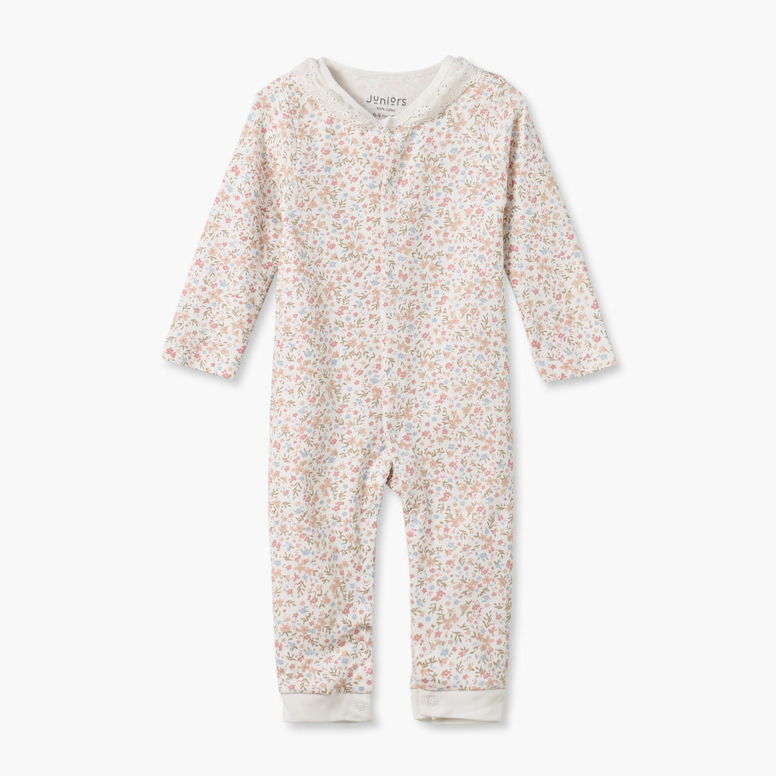 Juniors Cotton Crew Neck Long Sleeves Sleepsuit with Floral Print