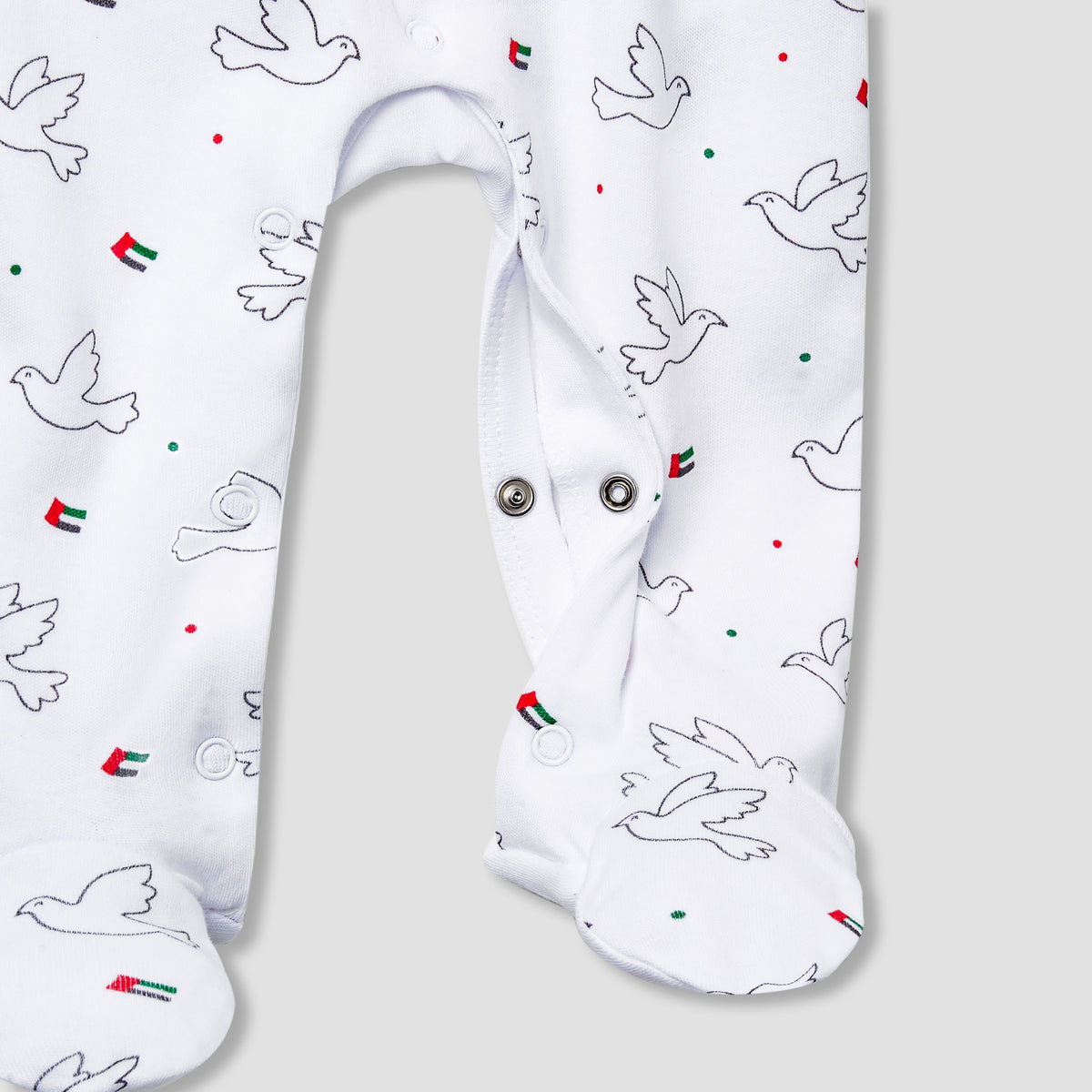 Juniors Cotton Collared Long Sleeves Sleepsuit with UAE National Day Print