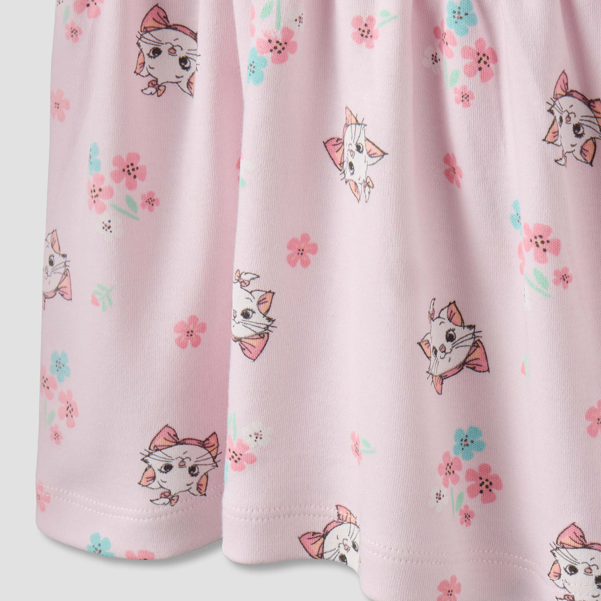 Disney Round Neck Cap Sleeves Dress with Marie Print