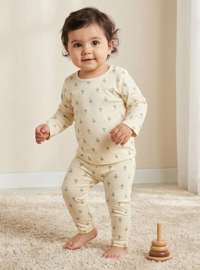 Pack of 2 Juniors Cotton Round Neck Long Sleeves Pyjama Set with Botanical Print-baby-girls-clothing-nightwear-pyjamasets-image-2