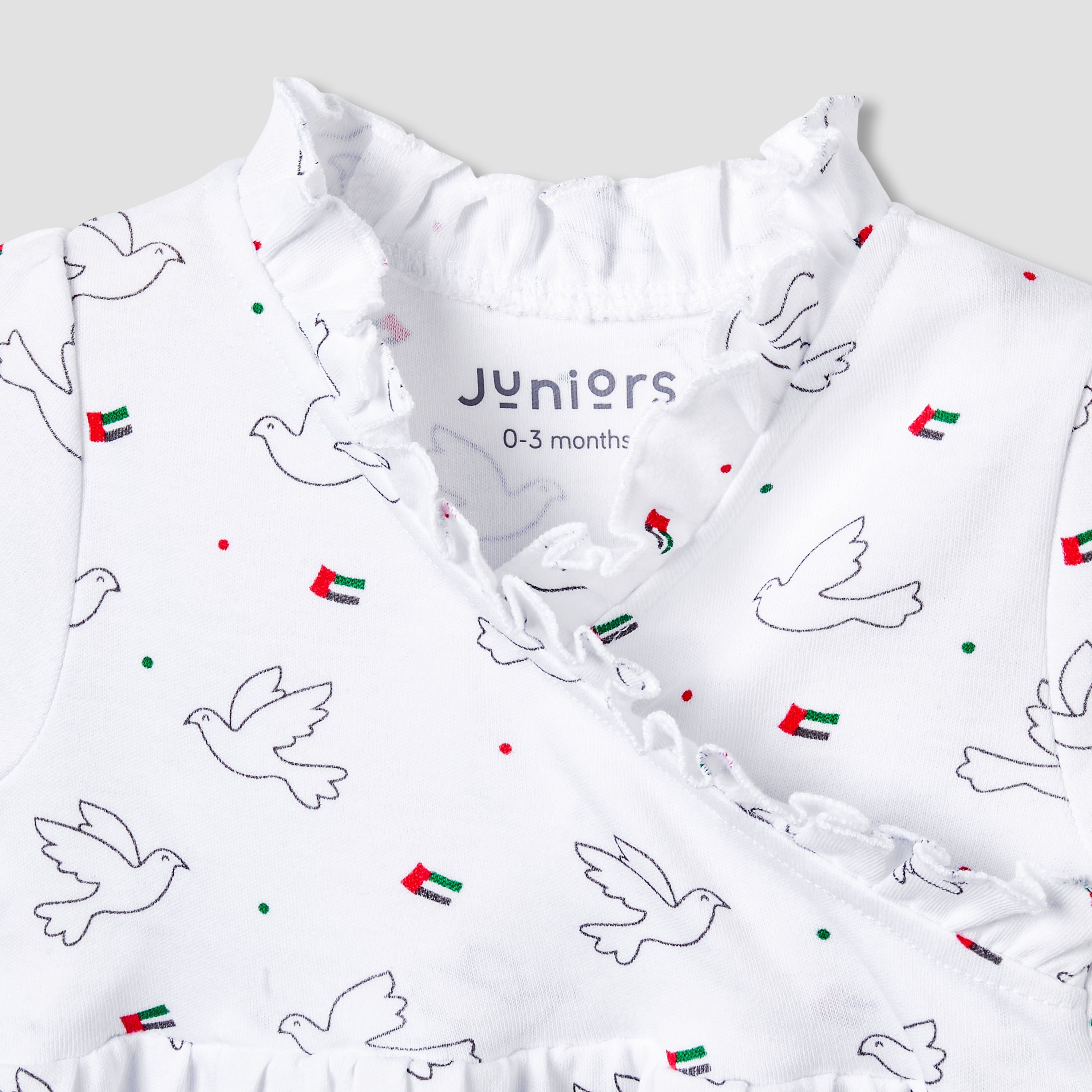 Juniors V-neck Short Sleeves Knee Length Dress with UAE National Day Print