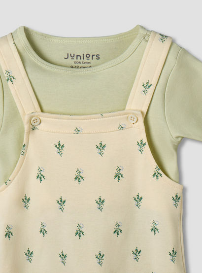 Juniors Short Sleeves T-shirt and Dungaree Set with Floral Print-baby-girls-clothing-setsandcoords-image-5