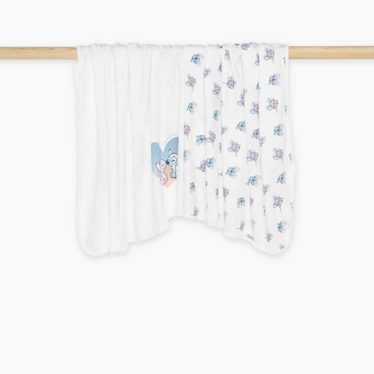 Disney 2-Piece Angel and Stitch Print Receiving Blanket Set - 60x60 cm