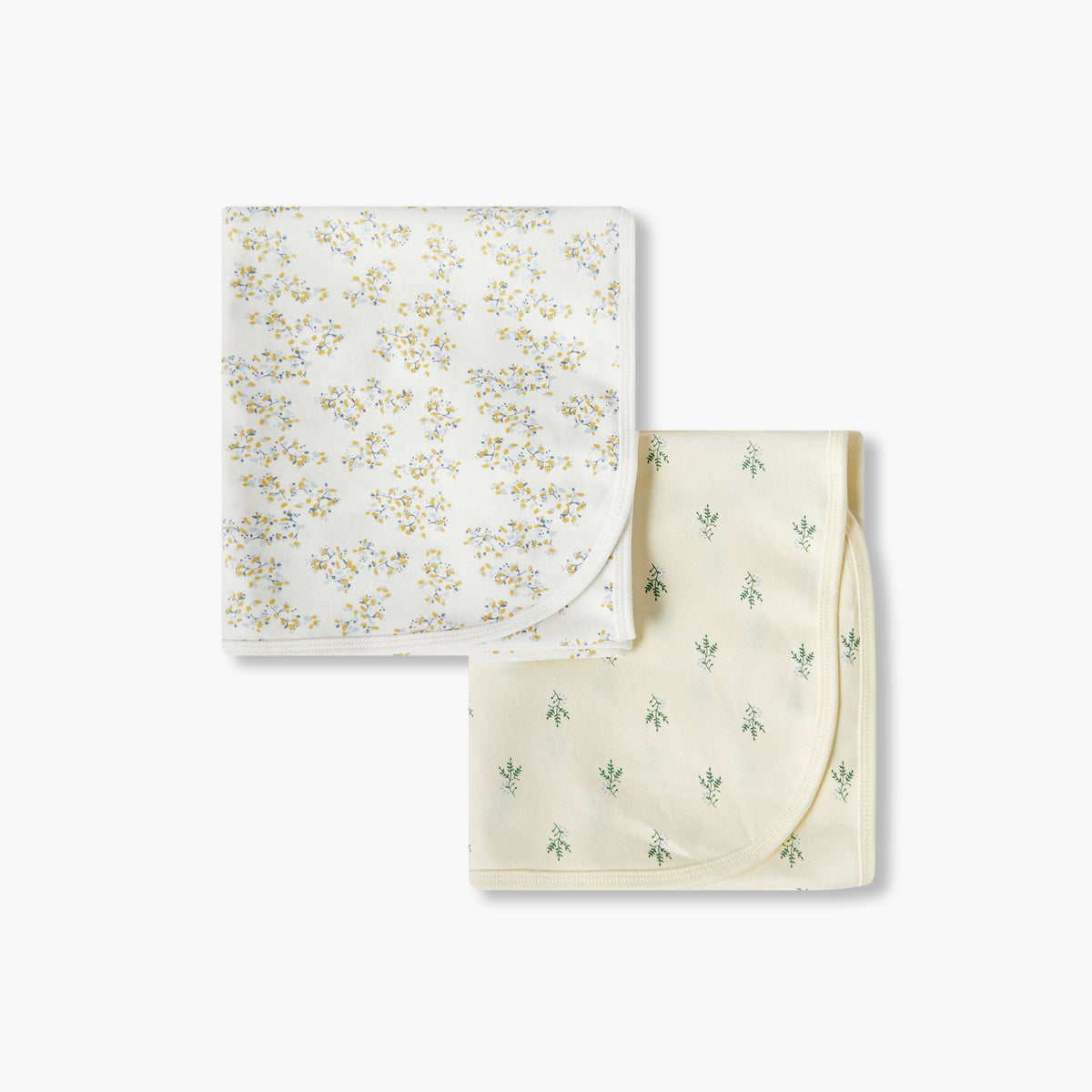 Pack of 2 Juniors Receiving Blanket with Floral Print