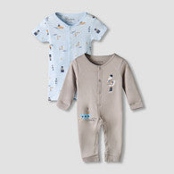 Set of 2 Juniors Cotton Round Neck Sleepsuit and Romper with Nautical Print-undefined-image-1