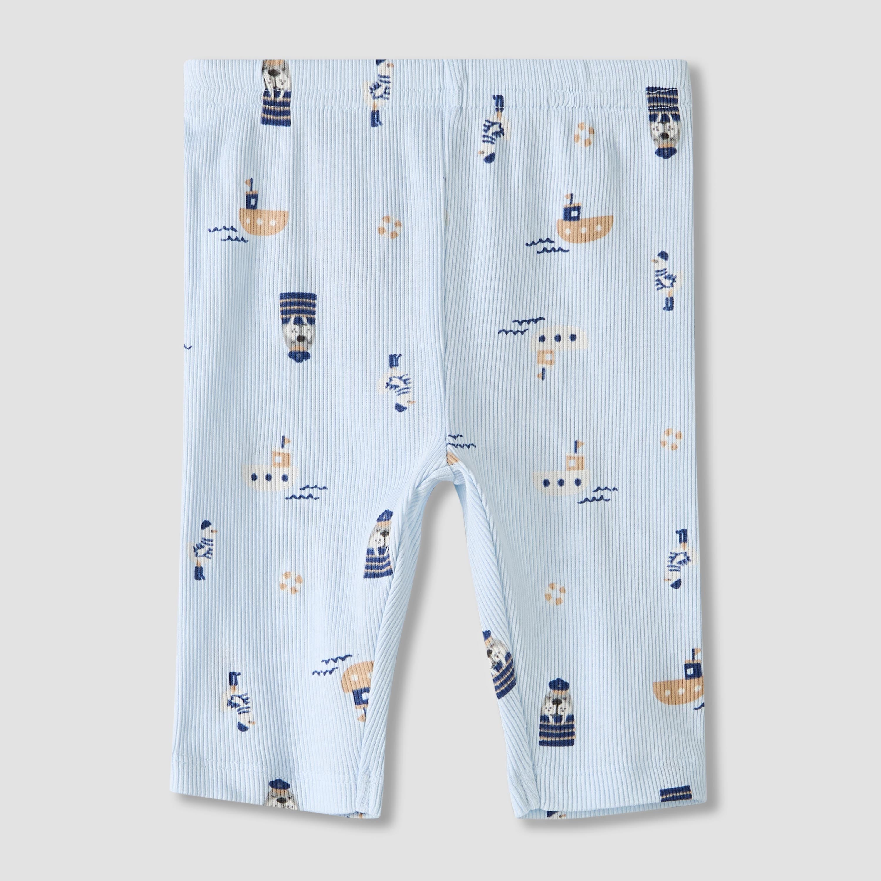 Pack of 2 Juniors Cotton Round Neck Long Sleeves Pyjama Set with Nautical Print