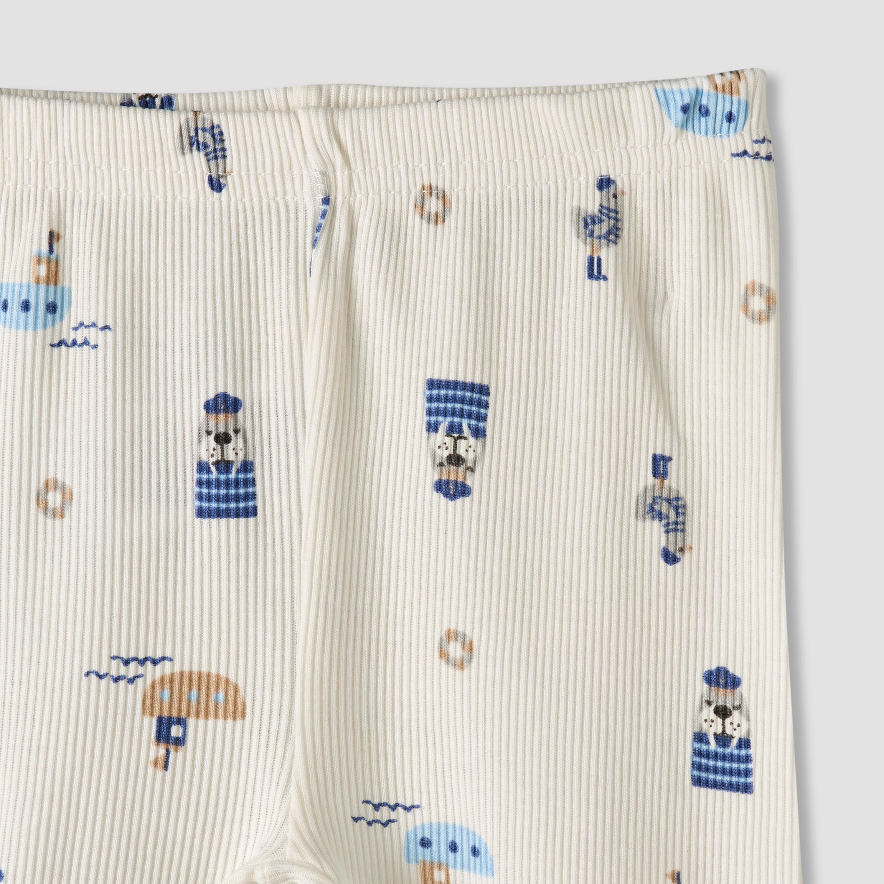 Pack of 2 Juniors Cotton Round Neck Long Sleeves Pyjama Set with Nautical Print