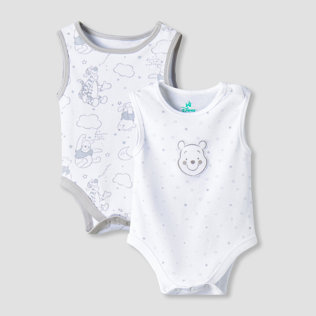 Pack of 2 Disney Round Neck Sleeveless Bodysuit with Winnie the Pooh Print - White / 12-18 mths