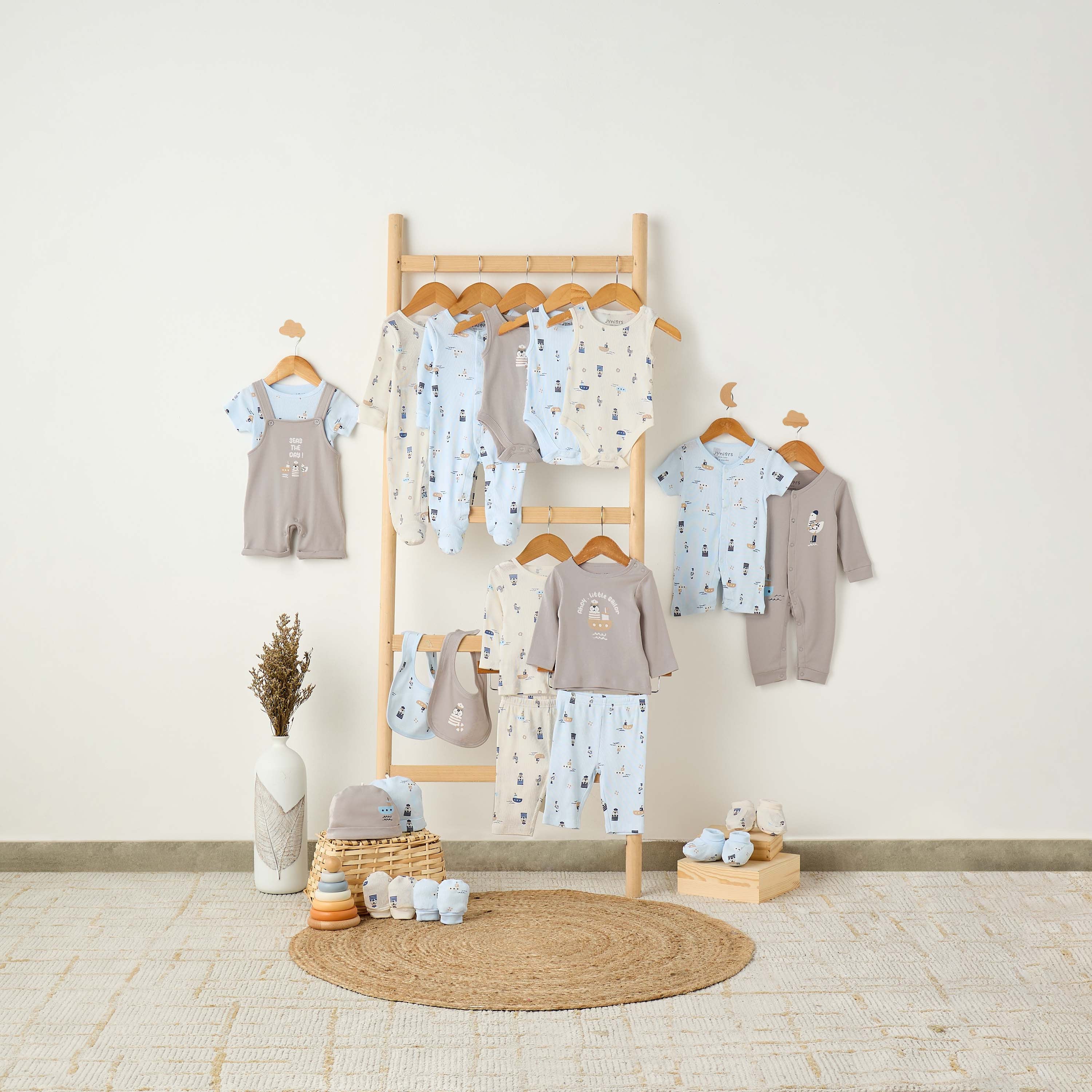 Pack of 2 Juniors Receiving Blanket with Nautical Print