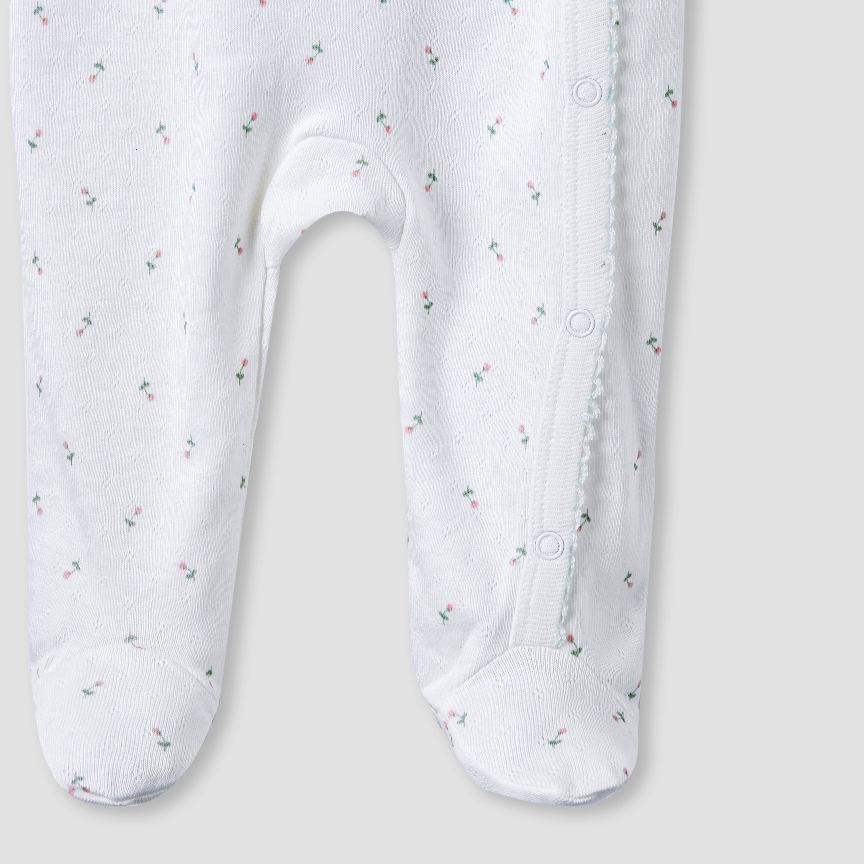 Juniors Floral Print Sleepsuit with Long Sleeves and Button Closure