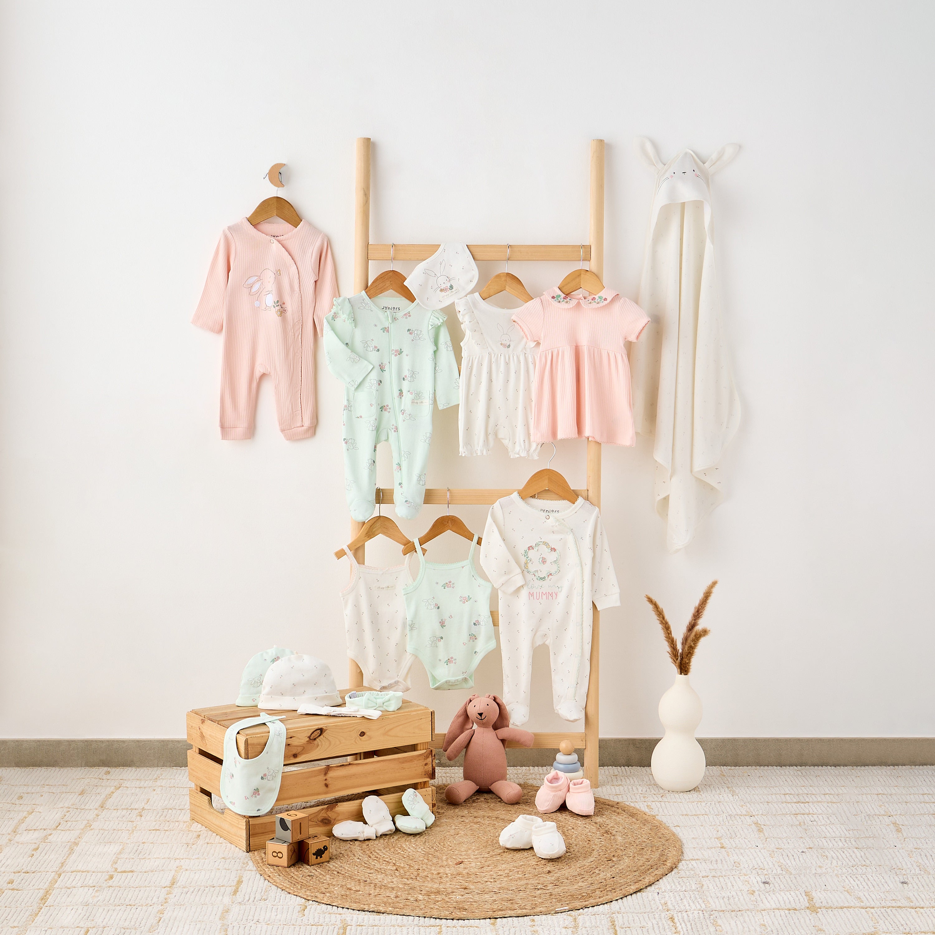 Juniors Floral Print Sleepsuit with Long Sleeves and Button Closure