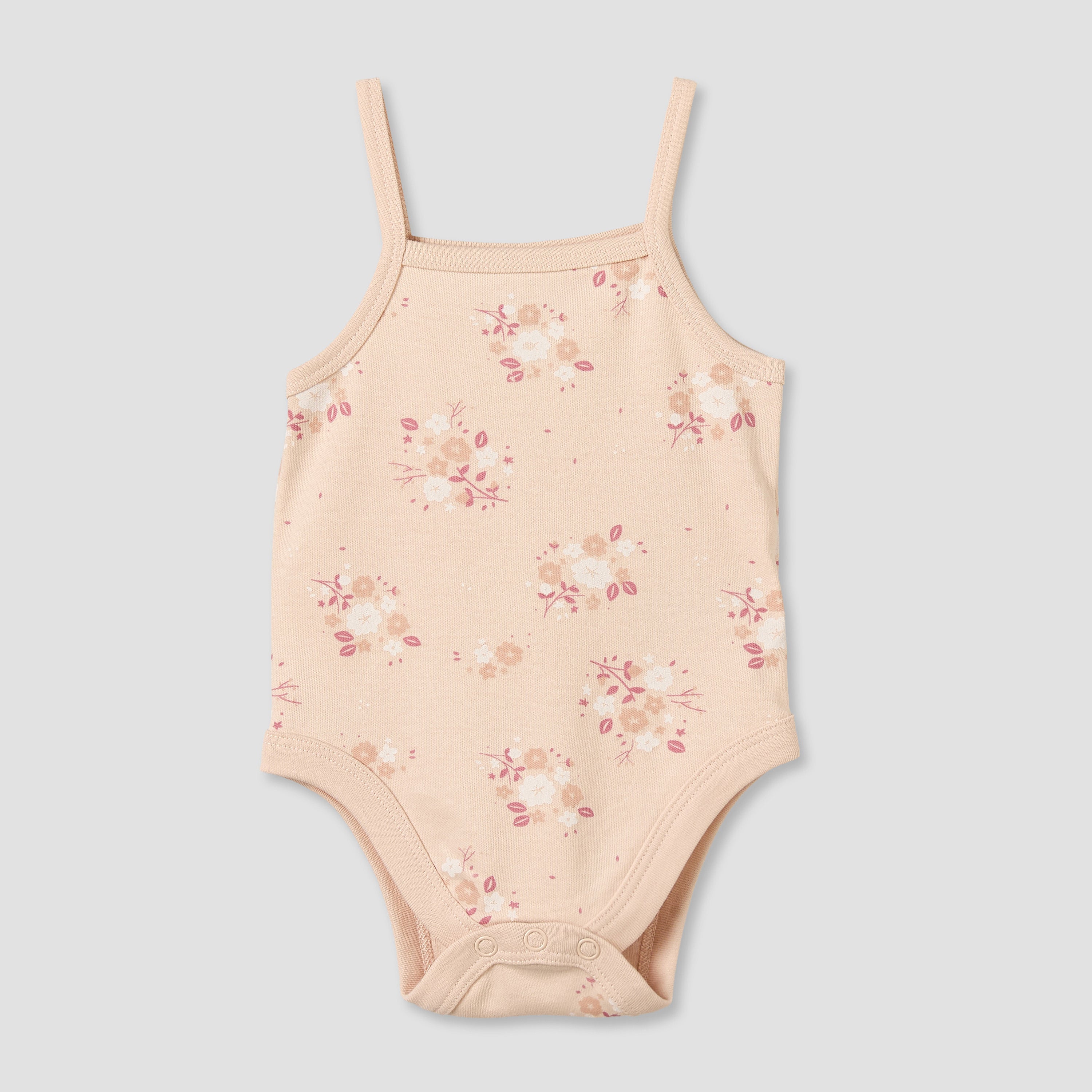 Pack of 3 Juniors Cotton Strappy Bodysuit with Floral Print