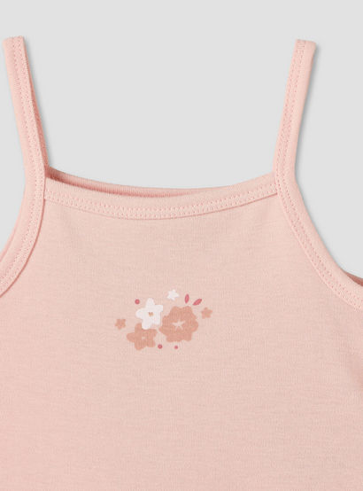 Pack of 3 Juniors Cotton Strappy Bodysuit with Floral Print-baby-girls-clothing-bodysuits-image-6