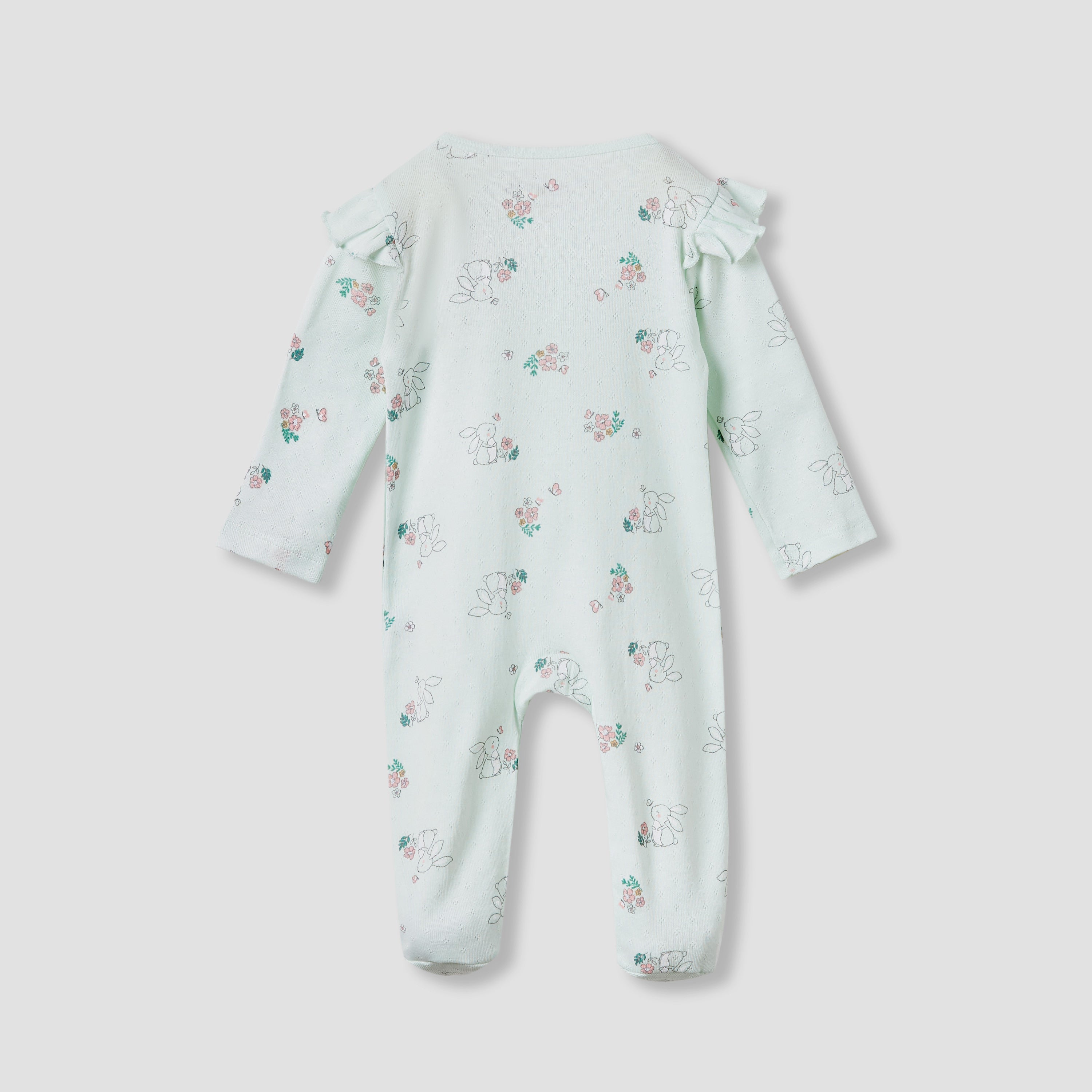 Juniors Printed Sleepsuit with Long Sleeves and Zip Closure