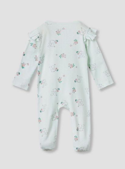 Juniors Printed Sleepsuit with Long Sleeves and Zip Closure-baby-girls-clothing-nightwear-sleepsuits-image-2