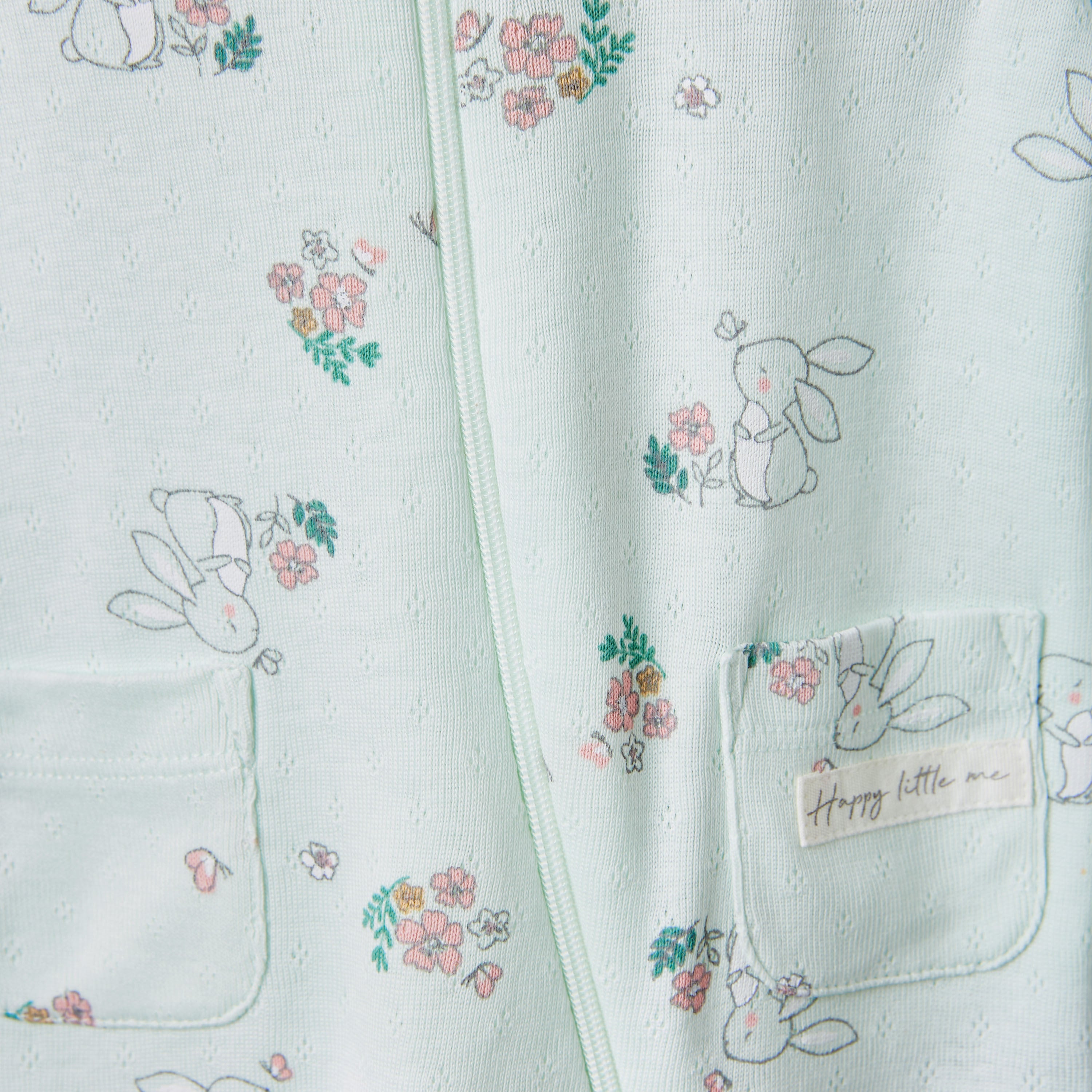 Juniors Printed Sleepsuit with Long Sleeves and Zip Closure
