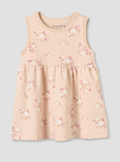 Pack of 3 Juniors Round Neck Knee Length A-line Dress with Floral Print-baby-girls-clothing-dressesandjumpsuits-image-2