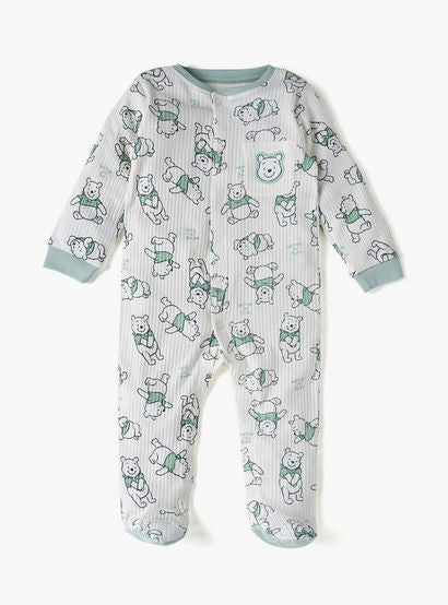 Disney All-Over Winnie The Pooh Print Closed Feet Sleepsuit with Long Sleeves-baby-boys-clothing-nightwear-sleepsuits-image-1
