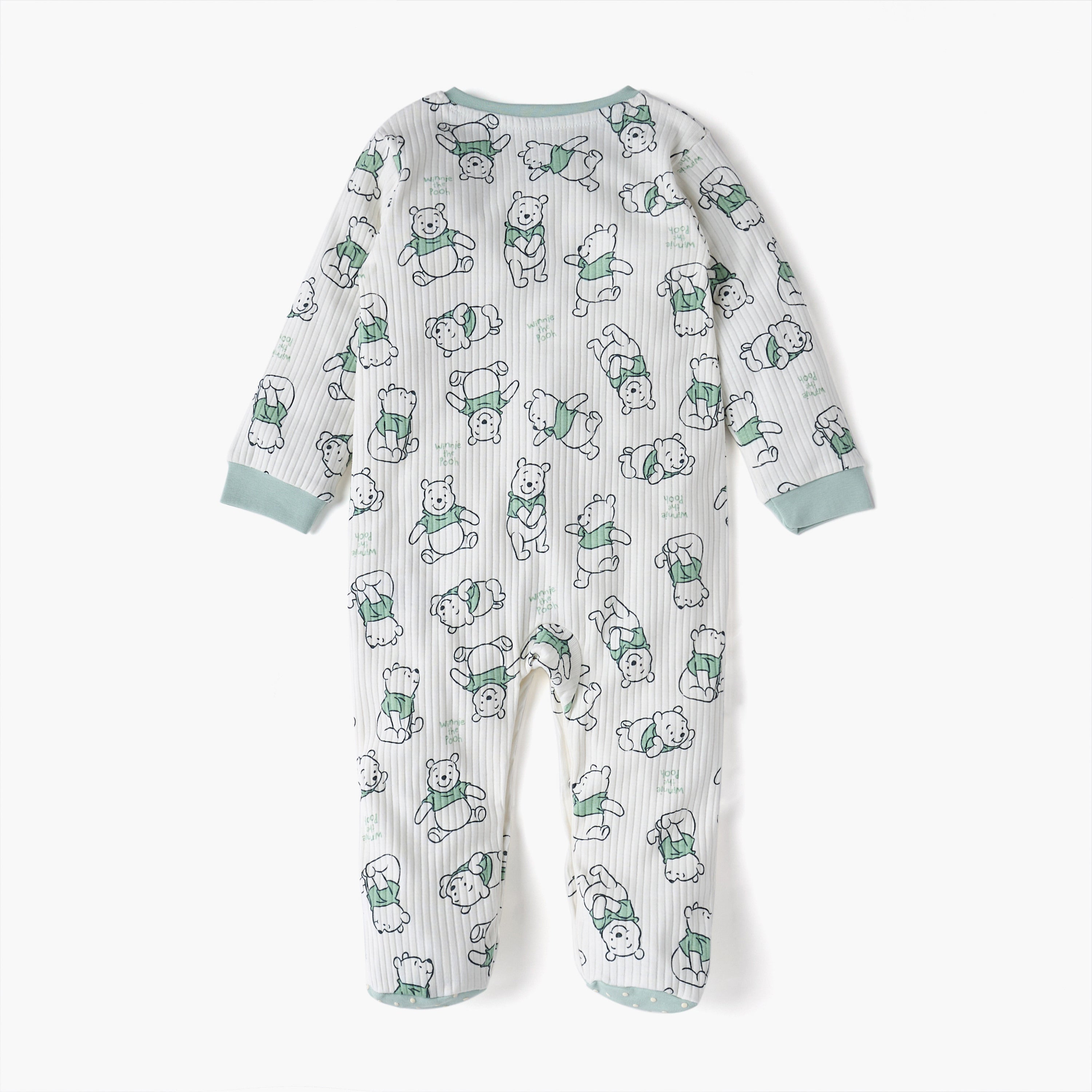 Disney All-Over Winnie The Pooh Print Closed Feet Sleepsuit with Long Sleeves