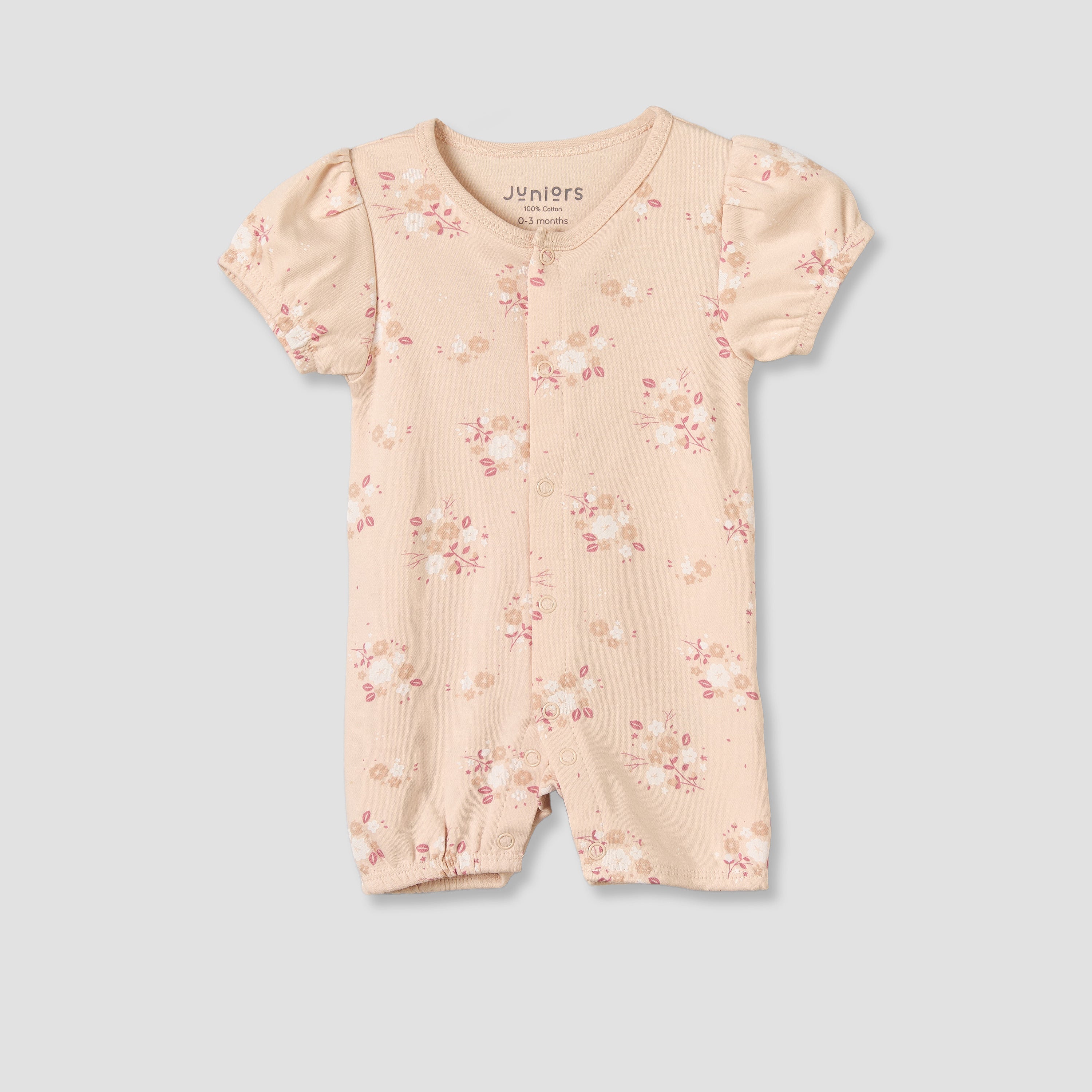 Pack of 3 Juniors Round Neck Short Sleeves Romper with Floral Print