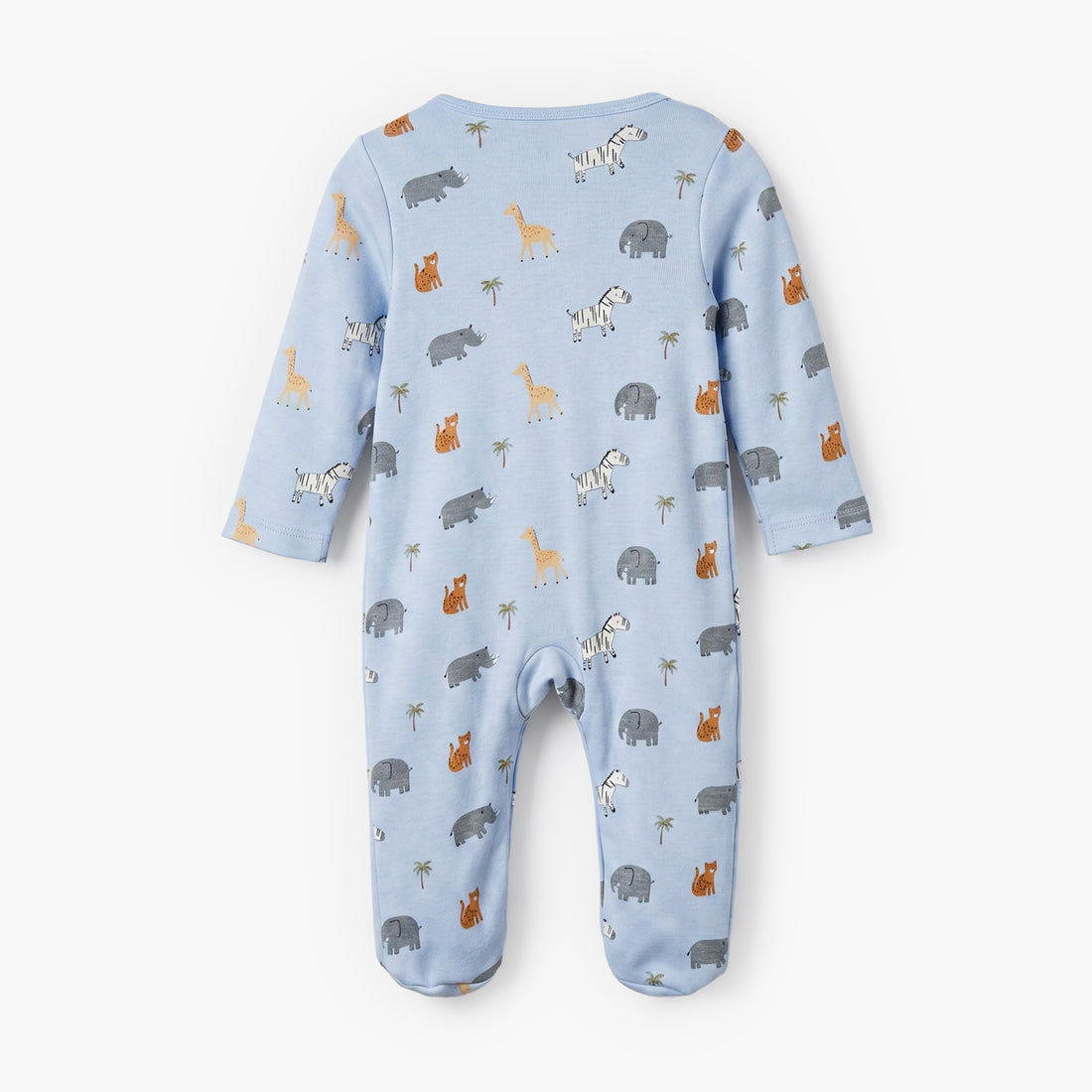 Juniors Cotton Crew Neck Long Sleeves Sleepsuit with Safari Print