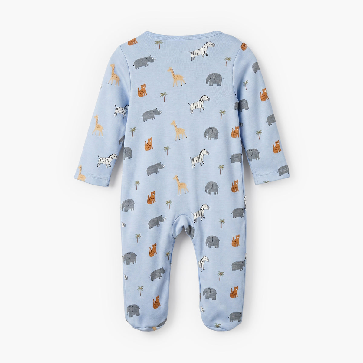 Juniors Cotton Crew Neck Long Sleeves Sleepsuit with Safari Print