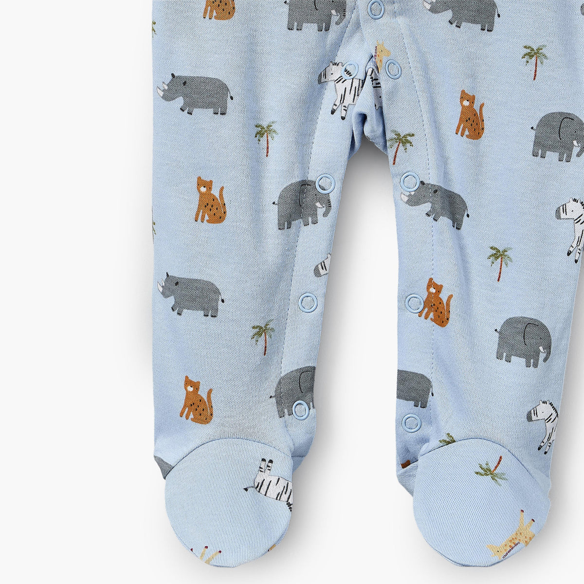 Juniors Cotton Crew Neck Long Sleeves Sleepsuit with Safari Print