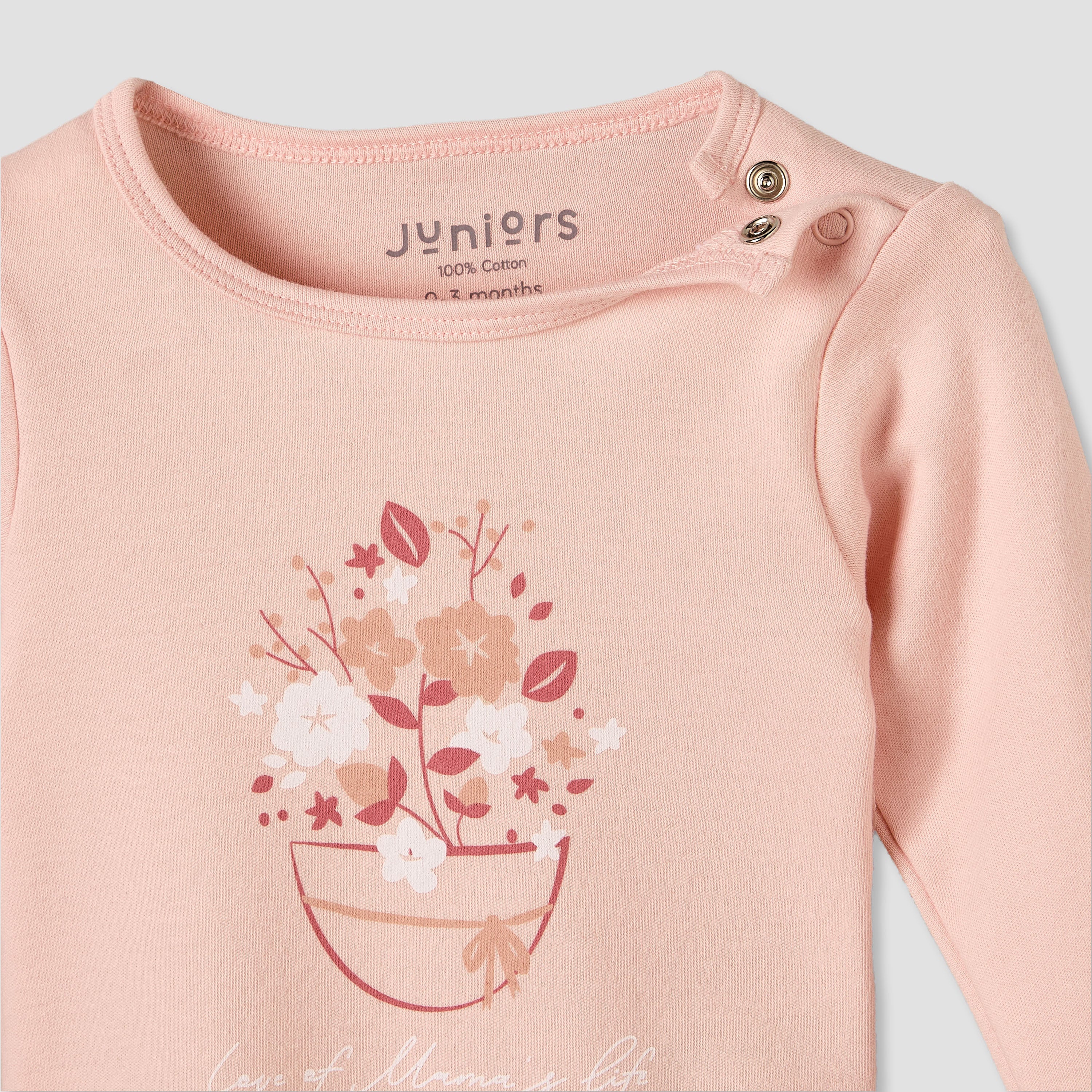 Set of 3 Juniors Cotton Round Neck Pyjama Set with Floral Print