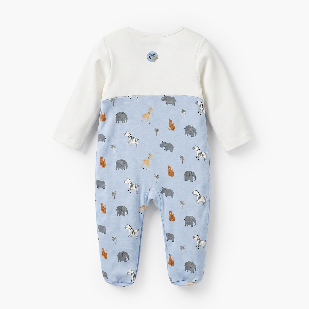 Juniors Cotton Crew Neck Long Sleeves Sleepsuit with Safari Print