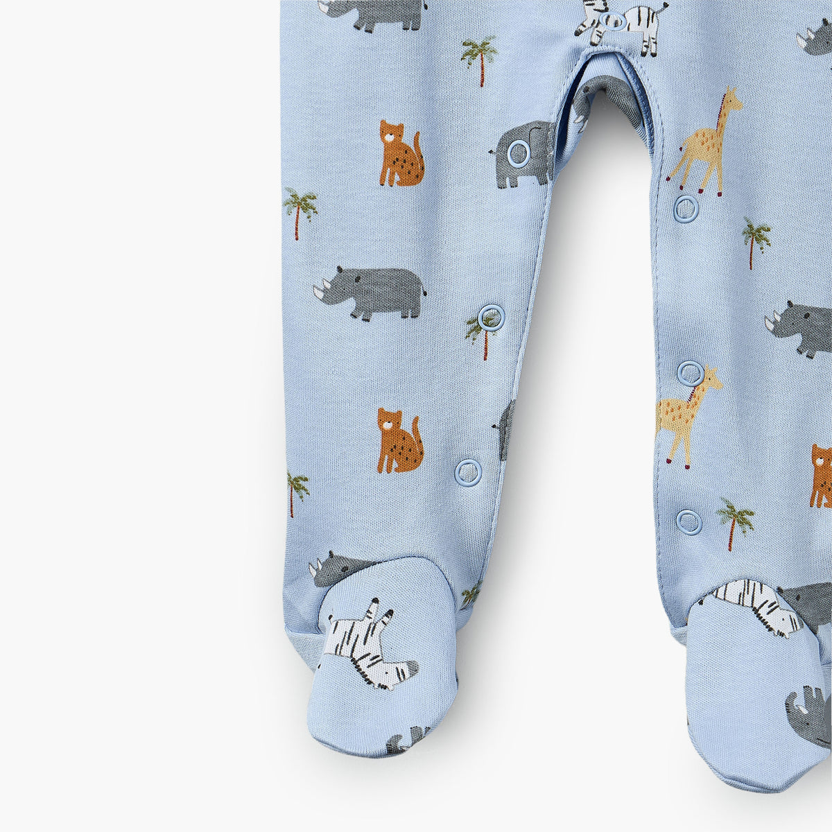 Juniors Cotton Crew Neck Long Sleeves Sleepsuit with Safari Print