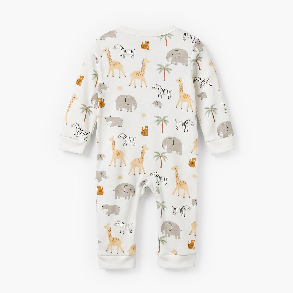 Juniors Cotton Crew Neck Long Sleeves Sleepsuit with Safari Print
