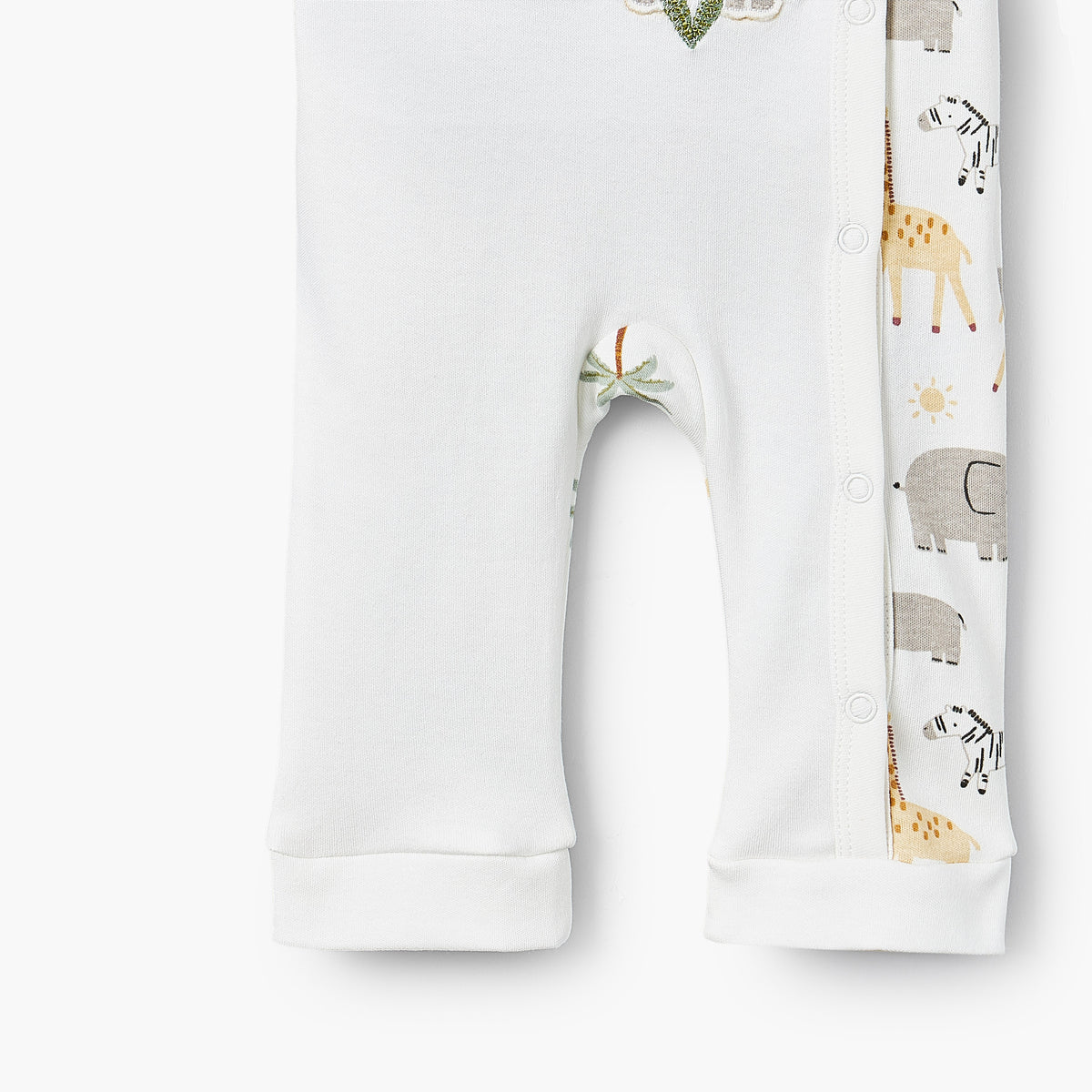 Juniors Cotton Crew Neck Long Sleeves Sleepsuit with Safari Print