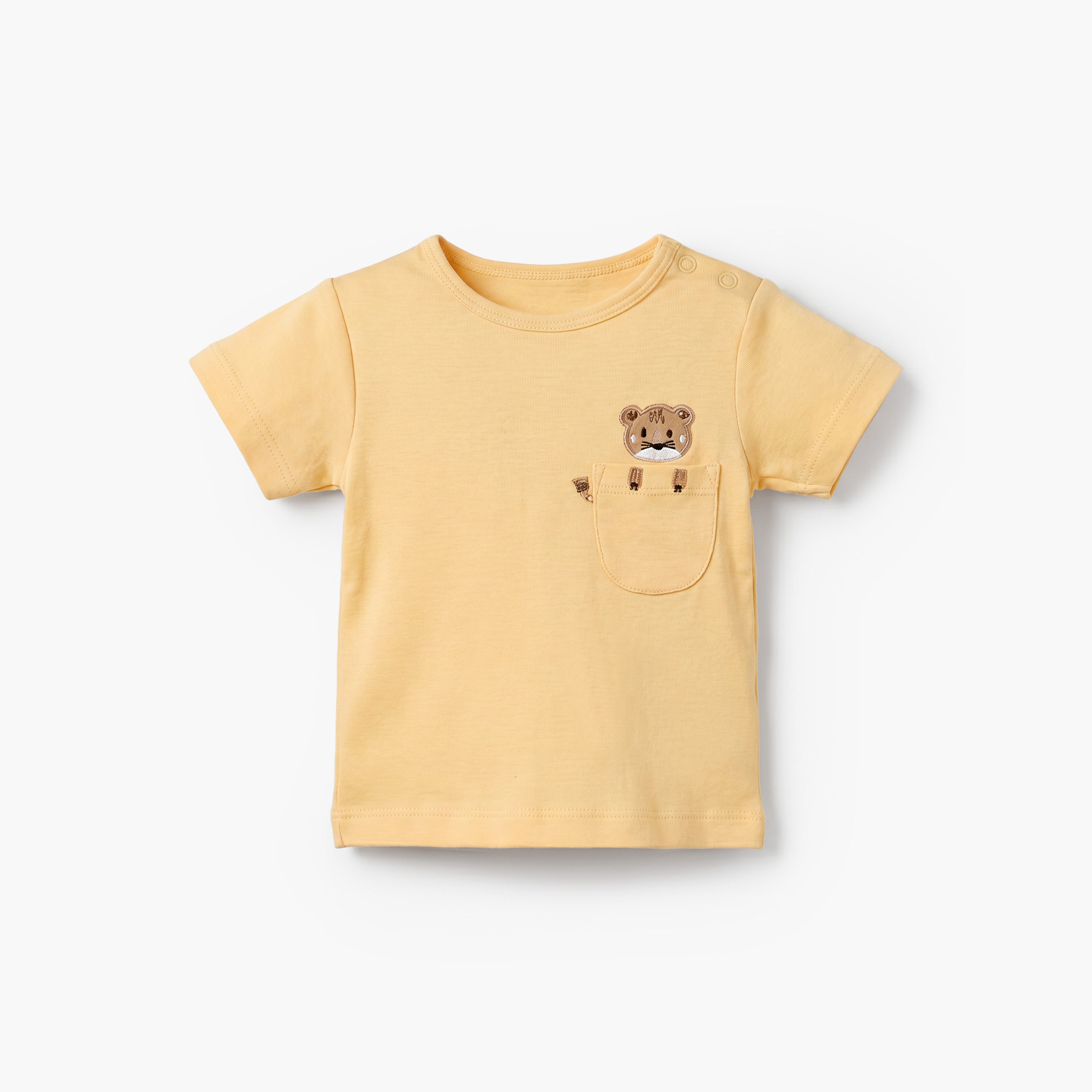 Juniors Crew Neck Short Sleeves T-shirt and Shorts Set with Safari Print