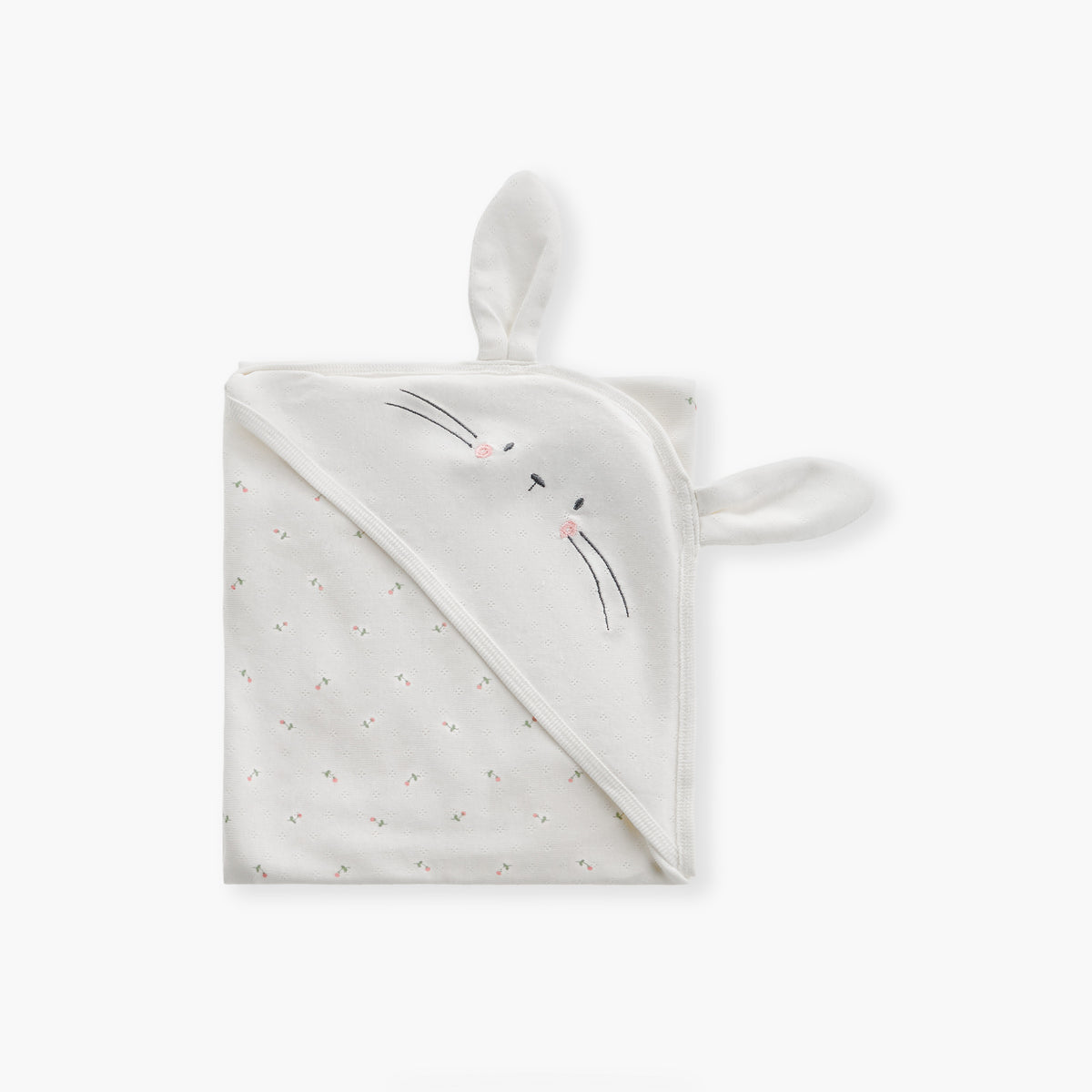 Juniors Floral Print Bunny Hooded Receiving Blanket