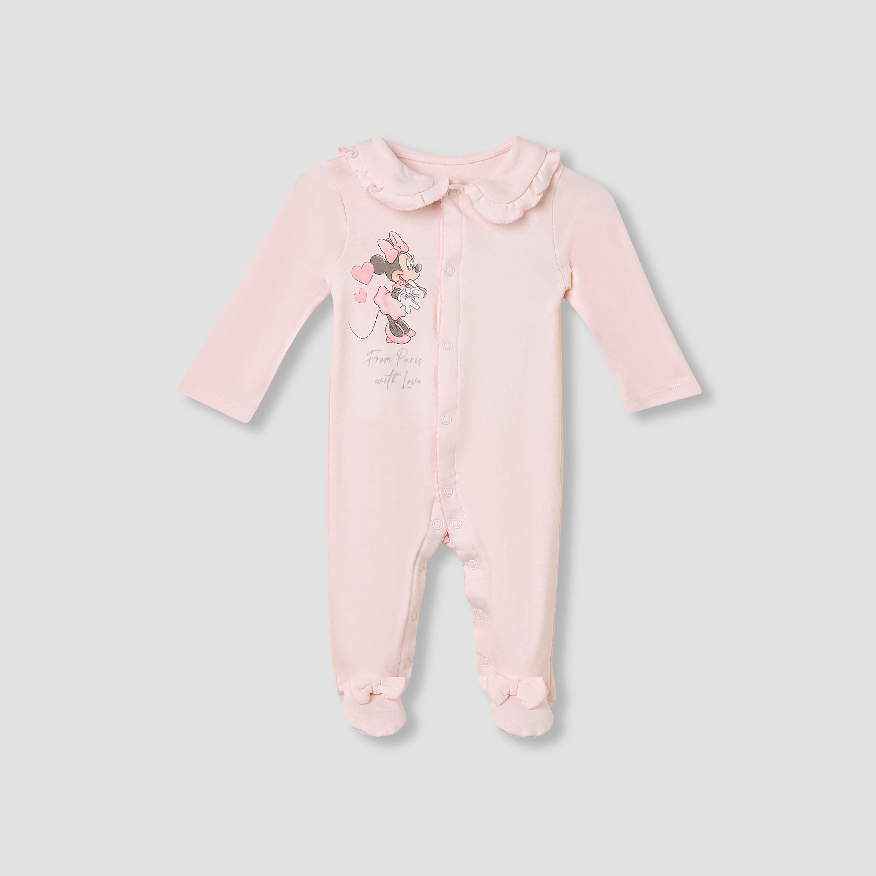 Disney Minnie Mouse Print Sleepsuit with Long Sleeves - Pink / 9-12 mths