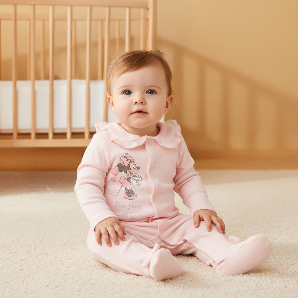 Disney Minnie Mouse Print Sleepsuit with Long Sleeves
