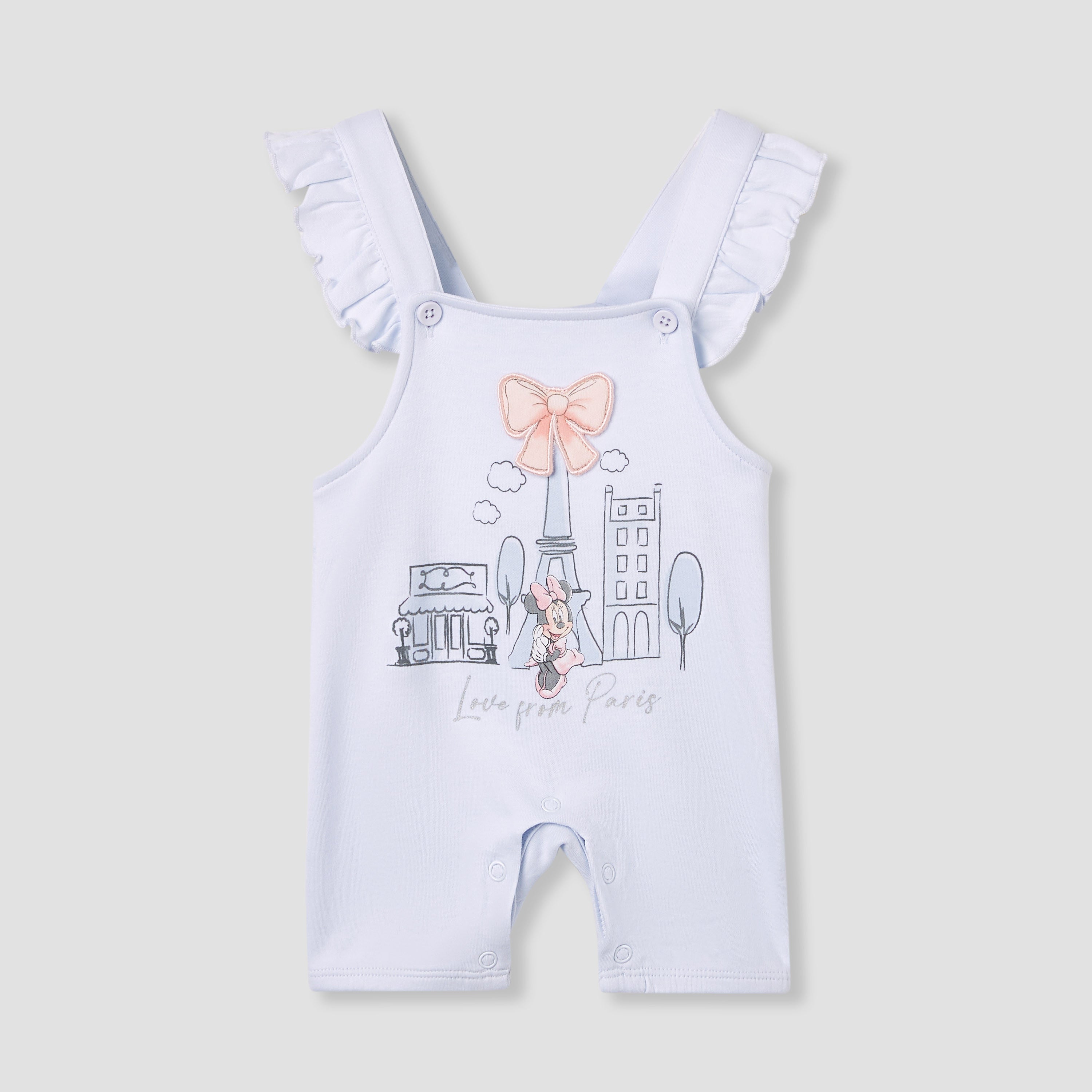 Disney Minnie Mouse Print Dungaree and Solid Top Set