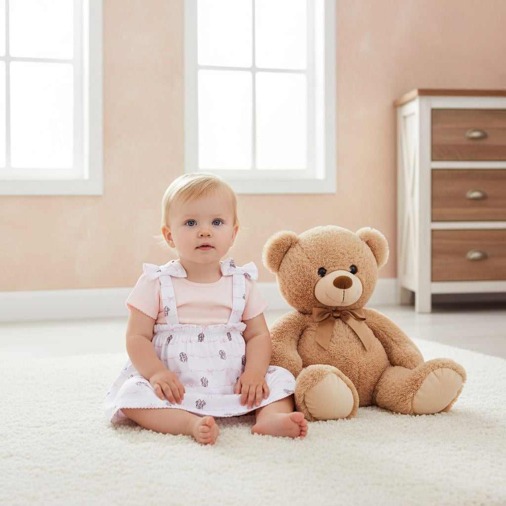 Disney Minnie Mouse Print Dungaree Dress and T-shirt Set