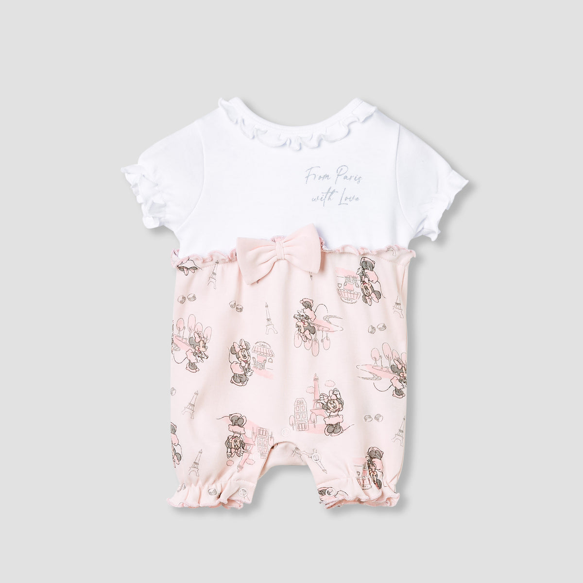 Disney Minnie Mouse Print Romper with Puff Sleeves