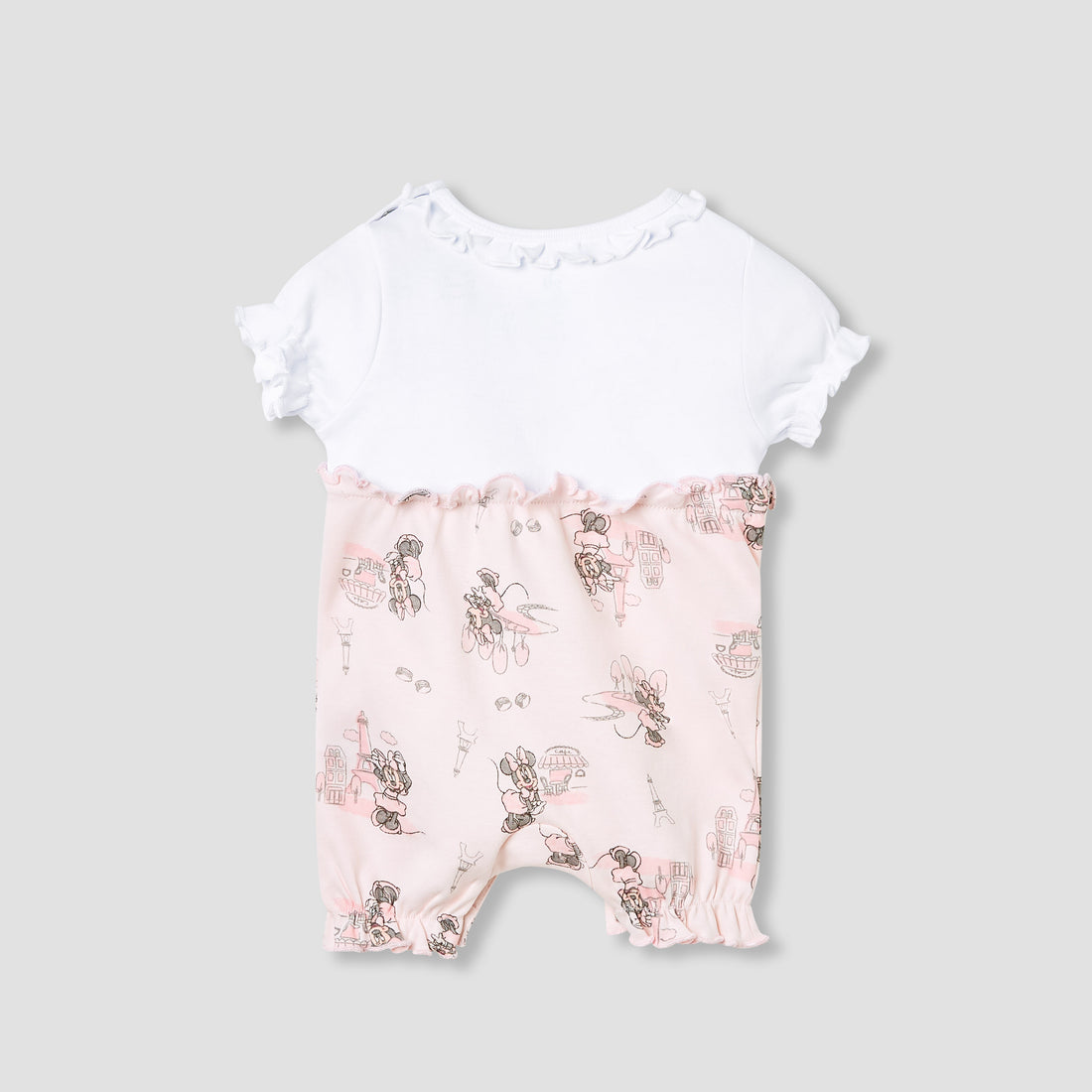 Disney Minnie Mouse Print Romper with Puff Sleeves