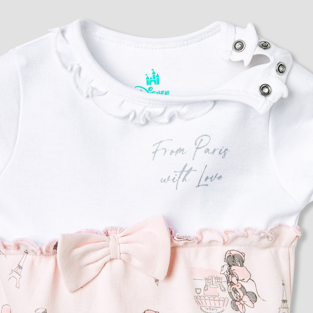 Disney Minnie Mouse Print Romper with Puff Sleeves