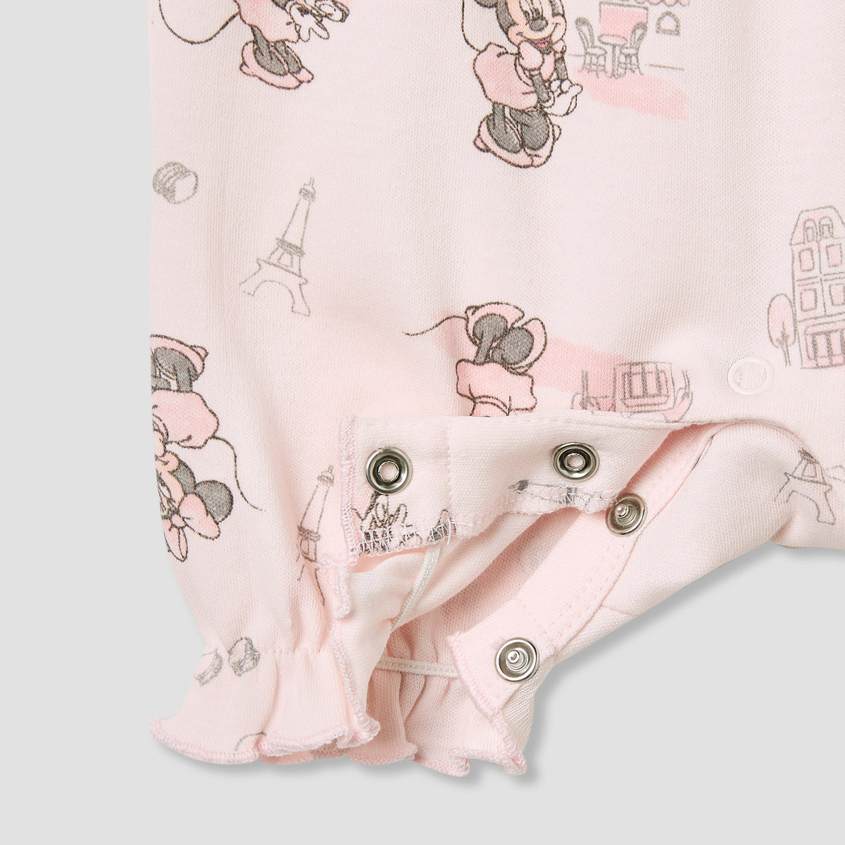 Disney Minnie Mouse Print Romper with Puff Sleeves