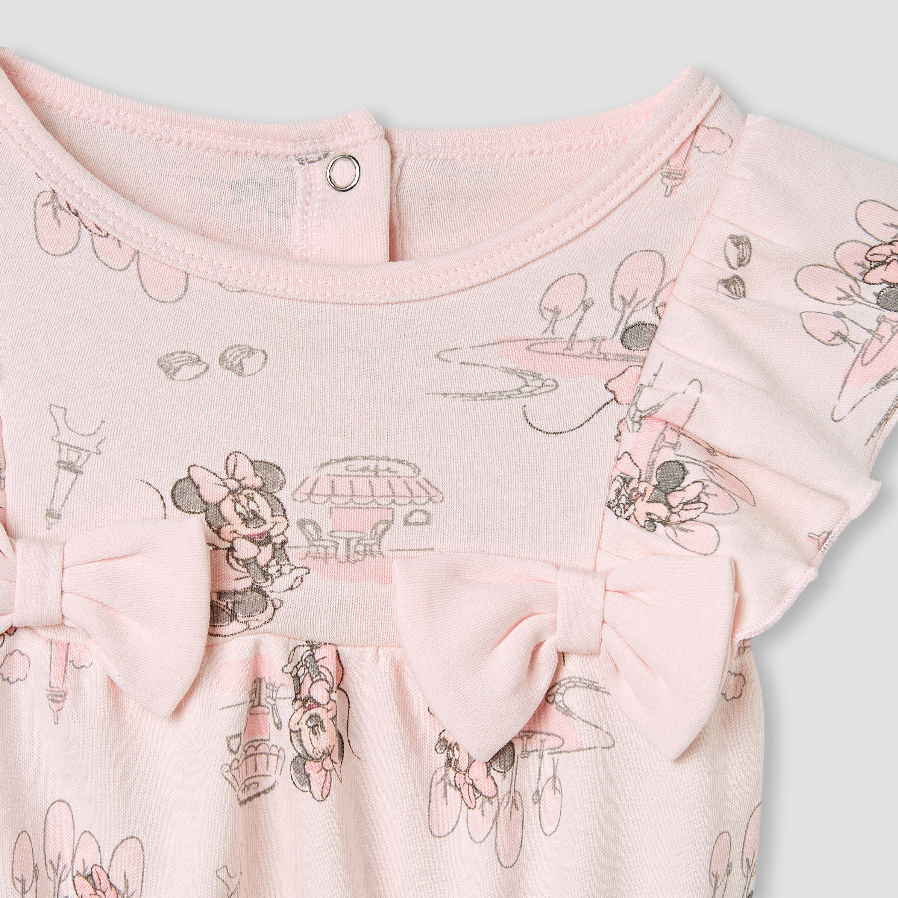 Disney Minnie Mouse Print Romper with Ruffle Sleeves