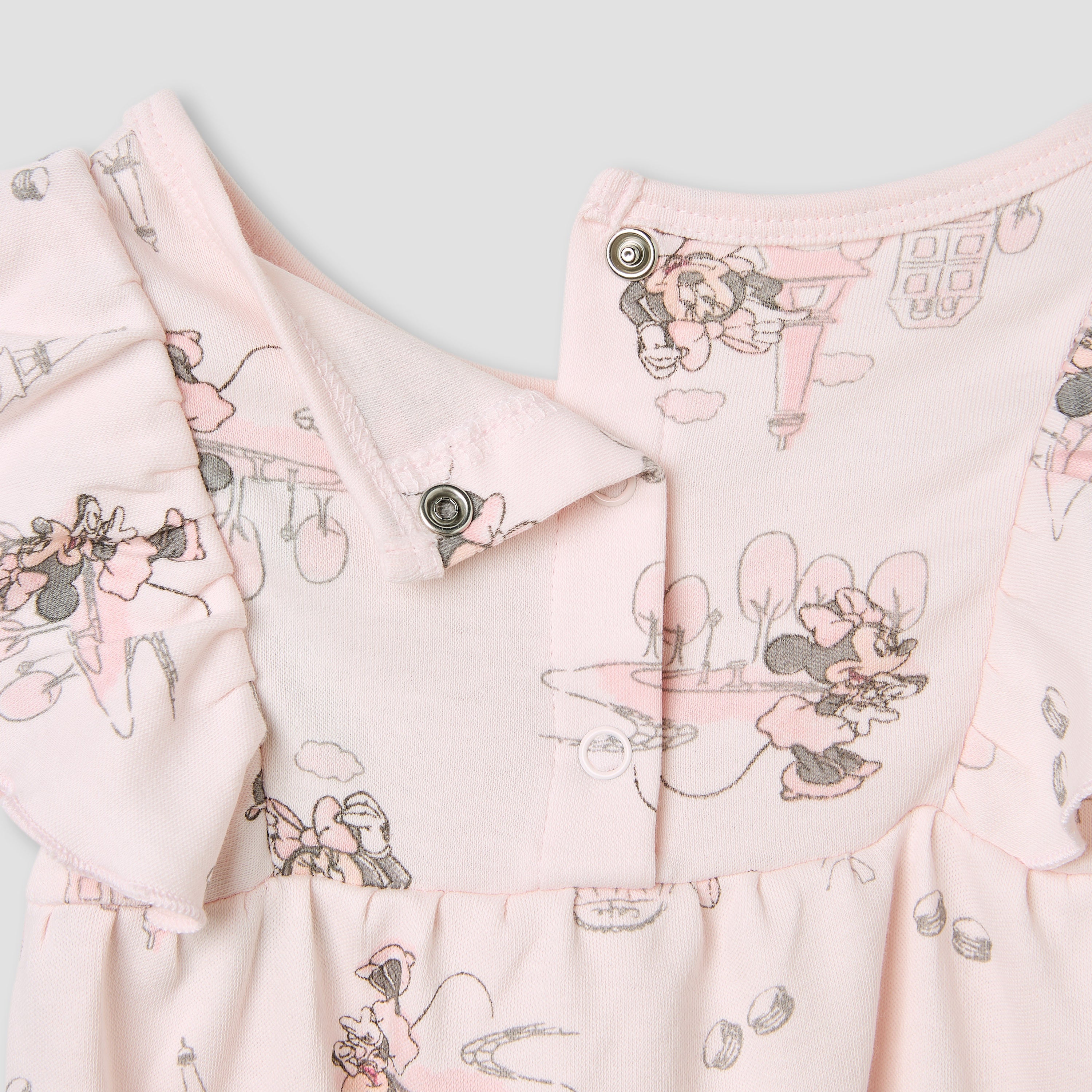 Disney Minnie Mouse Print Romper with Ruffle Sleeves