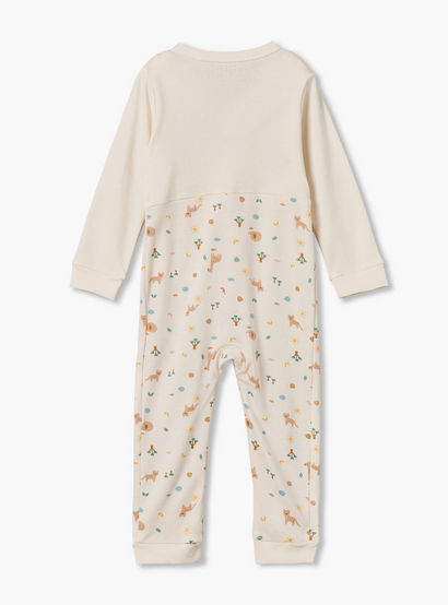 Juniors Cotton V-Neck Long Sleeves Sleepsuit with Safari Print-baby-boys-clothing-nightwear-sleepsuits-image-3