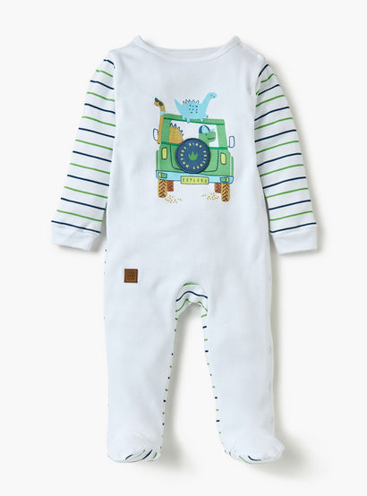 Juniors Dinosaur Print Sleepsuit with Long Sleeves and Button Closure-baby-boys-clothing-nightwear-sleepsuits-image-1